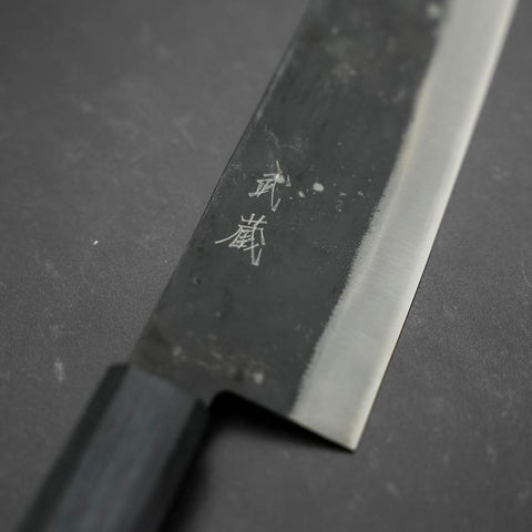Gyuto Blue Steel #1 Kurouchi Dark Blue Urushi Handle 240mm (9.4”)-[Musashi]-[Japan-Küchenmesser]