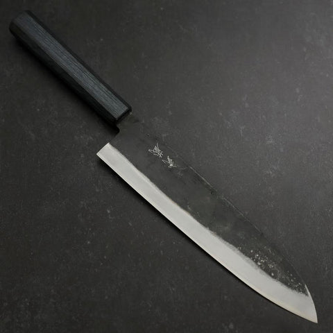 Gyuto Blue Steel #1 Kurouchi Dark Blue Urushi Handle 240mm (9.4”)-[Musashi]-[Japan-Küchenmesser]