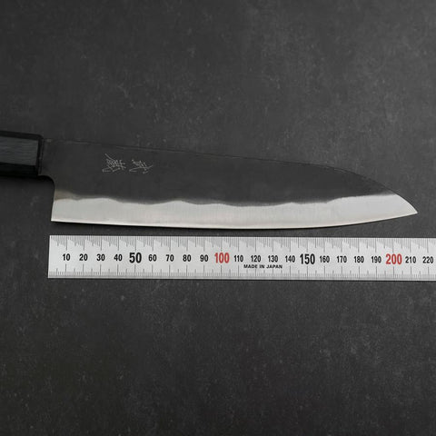Gyuto Blue Steel #1 Kurouchi Dunkelblauer Urushi Griff 210mm-[Musashi]-[Japan-Küchenmesser]