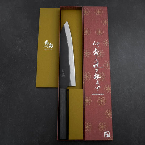 Gyuto Blue Steel #1 Kurouchi Dunkelblauer Urushi Griff 210mm-[Musashi]-[Japan-Küchenmesser]