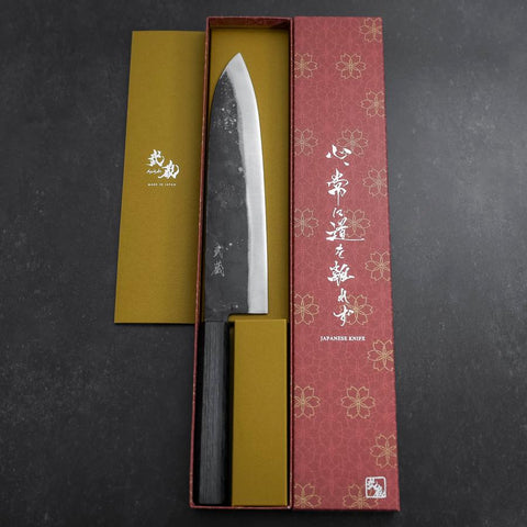 Gyuto Blue Steel #1 Kurouchi Dunkelblauer Urushi Griff 240mm-[Musashi]-[Japan-Küchenmesser]