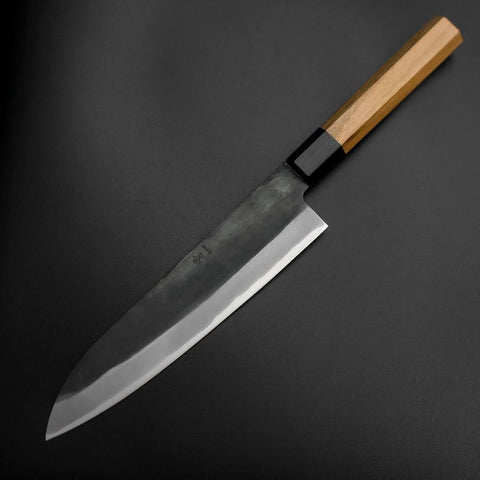 Gyuto Blue Steel #1 Kurouchi Edelstahlummantelung Walnussholz Griff 210mm-[Musashi]-[Japan-Küchenmesser]