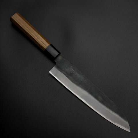 Gyuto Blue Steel #1 Kurouchi Edelstahlummantelung Walnussholz Griff 210mm-[Musashi]-[Japan-Küchenmesser]