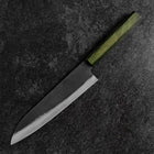 Gyuto Blue Steel #1 Kurouchi Grüner Urushi Griff 210mm-[Musashi]-[Japan-Küchenmesser]