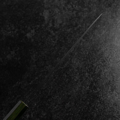 Gyuto Blue Steel #1 Kurouchi Grüner Urushi Griff 210mm-[Musashi]-[Japan-Küchenmesser]