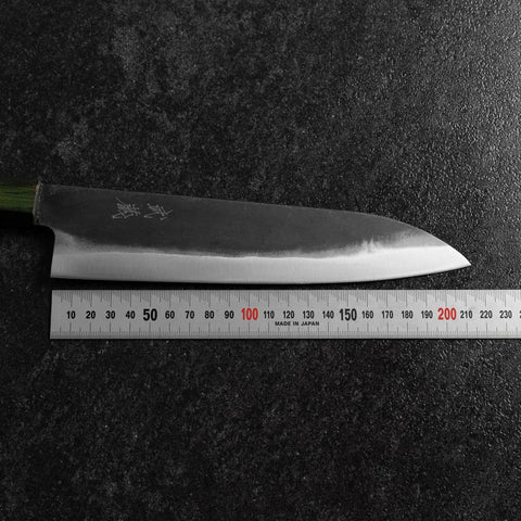 Gyuto Blue Steel #1 Kurouchi Grüner Urushi Griff 210mm-[Musashi]-[Japan-Küchenmesser]