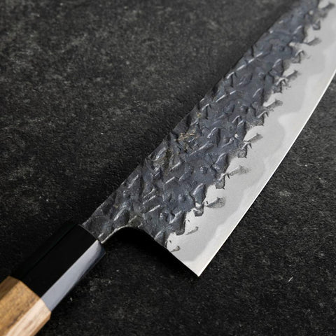 Gyuto Blue Steel #1 Nashiji Büffelhorn und Walnussholz Griff 210mm-[Musashi]-[Japan-Küchenmesser]