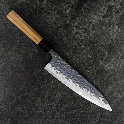 Gyuto Blue Steel #1 Nashiji Büffelhorn und Walnussholz Griff 210mm-[Musashi]-[Japan-Küchenmesser]