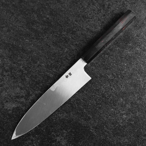 Gyuto Blue Steel #1 Suminagashi Büffelhorn und Ebenholz Griff 200mm-[Musashi]-[Japan-Küchenmesser]