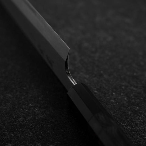 Gyuto Blue Steel #1 Suminagashi Büffelhorn und Ebenholz Griff 200mm-[Musashi]-[Japan-Küchenmesser]