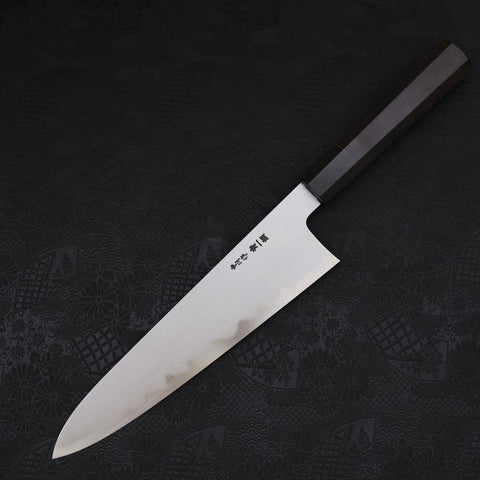 Gyuto Blue Steel #1 Suminagashi Büffelhorn und Ebenholz Griff 240mm-[Musashi]-[Japan-Küchenmesser]