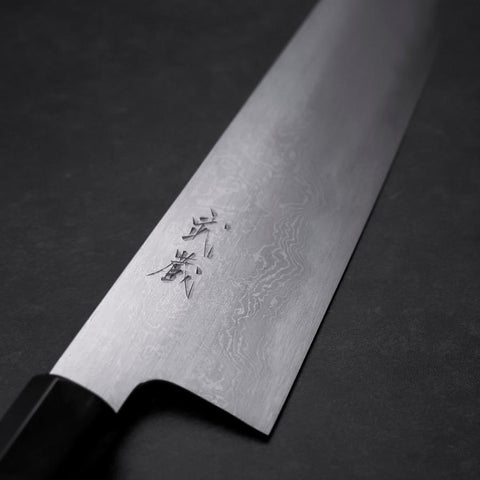 Gyuto Blue Steel #1 Suminagashi Büffelhorn und Ebenholz Griff 240mm-[Musashi]-[Japan-Küchenmesser]