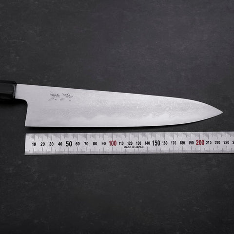 Gyuto Blue Steel #1 Suminagashi Büffelhorn und Ebenholz Griff 240mm-[Musashi]-[Japan-Küchenmesser]