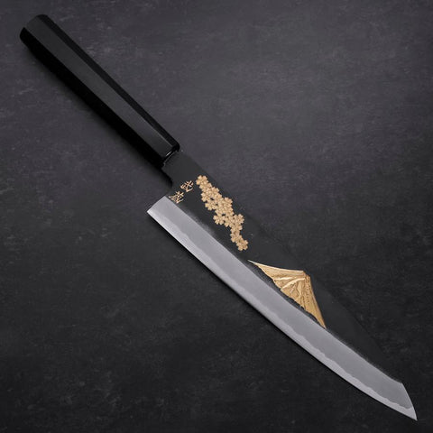 Gyuto Blue Steel #2 Chokin Kurouchi Drache Büffelhorn und Ebenholz Griff 240mm-[Musashi]-[Japan-Küchenmesser]