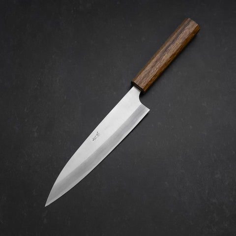 Gyuto Blue Steel #2 Edelstahlummantelung Poliert Eichenholz Griff 165mm-[Musashi]-[Japan-Küchenmesser]