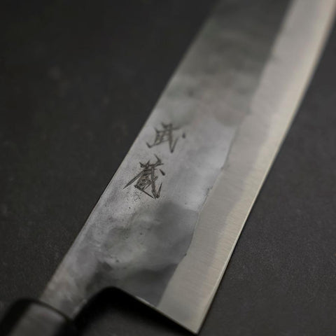 Gyuto Blue Steel #2 Kurouchi Büffelhorn und Ebenholz Griff 210mm-[Musashi]-[Japan-Küchenmesser]