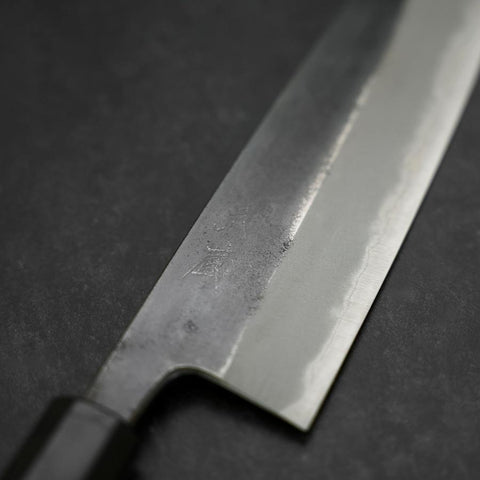 Gyuto Blue Steel #2 Kurouchi Büffelhorn und Ebenholz Griff 210mm-[Musashi]-[Japan-Küchenmesser]