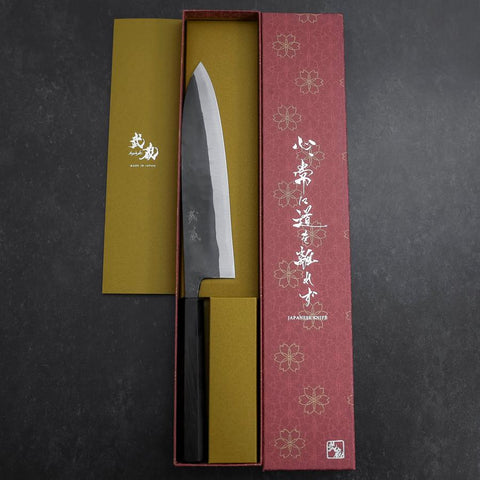 Gyuto Blue Steel #2 Kurouchi Büffelhorn und Ebenholz Griff 210mm-[Musashi]-[Japan-Küchenmesser]