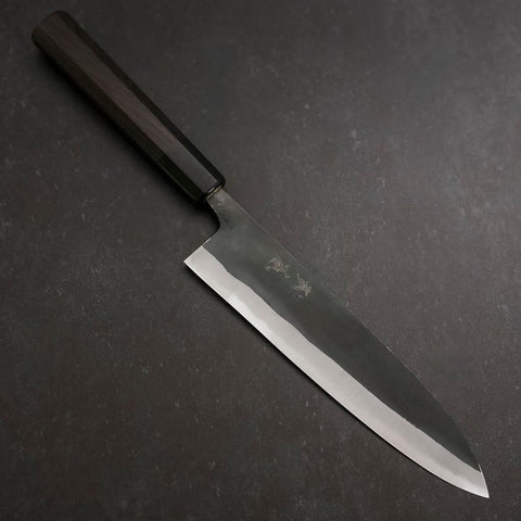 Gyuto Blue Steel #2 Kurouchi Büffelhorn und Ebenholz Griff 210mm-[Musashi]-[Japan-Küchenmesser]