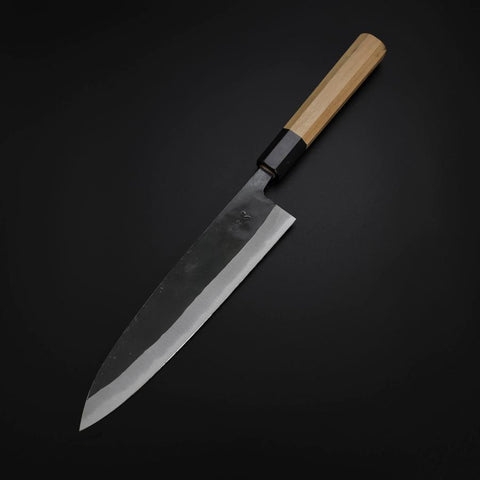 Gyuto Blue Steel #2 Kurouchi Büffelhorn und Magnolienholz Griff 210M-[Musashi]-[Japan-Küchenmesser]