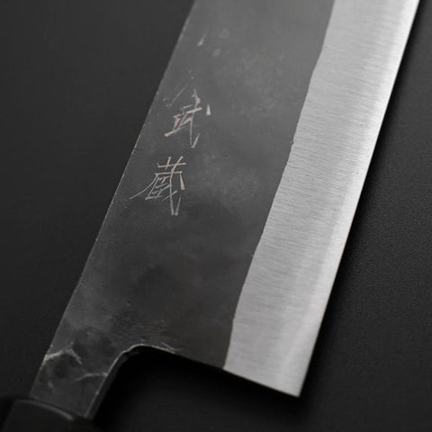Gyuto Blue Steel #2 Kurouchi Büffelhorn und Magnolienholz Griff 210M-[Musashi]-[Japan-Küchenmesser]