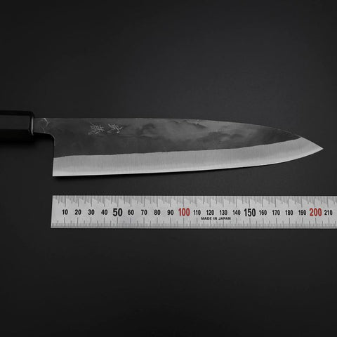 Gyuto Blue Steel #2 Kurouchi Büffelhorn und Magnolienholz Griff 210M-[Musashi]-[Japan-Küchenmesser]