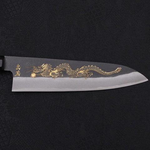 Gyuto Blue Steel #2 Kurouchi Chokin "Drache" Büffelhorn und Ebenholz Griff 210mm-[Musashi]-[Japan-Küchenmesser]