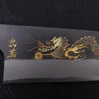 Gyuto Blue Steel #2 Kurouchi Chokin "Drache" Büffelhorn und Ebenholz Griff 210mm-[Musashi]-[Japan-Küchenmesser]
