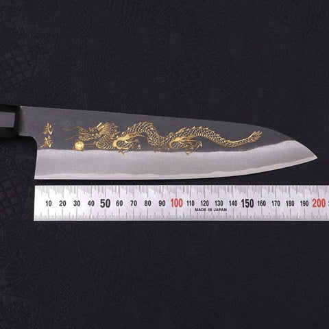 Gyuto Blue Steel #2 Kurouchi Chokin "Drache" Büffelhorn und Ebenholz Griff 210mm-[Musashi]-[Japan-Küchenmesser]