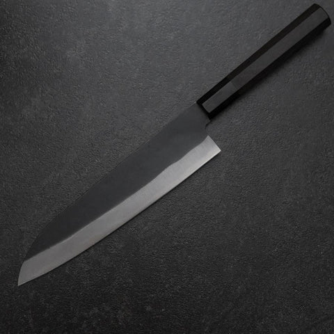 Gyuto Blue Steel #2 Kurouchi Chokin Drache Büffelhorn und Ebenholz Griff 210mm (Asamura)-[Musashi]-[Japan-Küchenmesser]