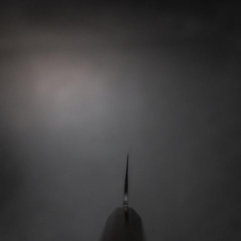 Gyuto Blue Steel #2 Kurouchi Chokin Drache Büffelhorn und Ebenholz Griff 210mm (Asamura)-[Musashi]-[Japan-Küchenmesser]