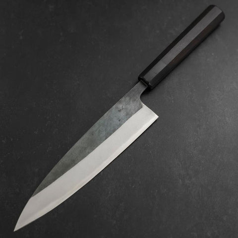 Gyuto Blue Steel #2 Kurouchi Chokin Drache Büffelhorn und Ebenholz Griff 210mm-[Musashi]-[Japan-Küchenmesser]