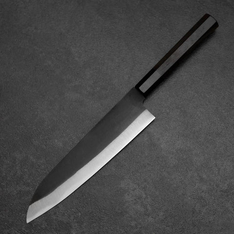 Gyuto Blue Steel #2 Kurouchi Chokin Drache Büffelhorn und Ebenholz Griff 210mm-[Musashi]-[Japan-Küchenmesser]