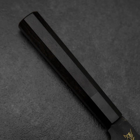 Gyuto Blue Steel #2 Kurouchi Chokin Kranich Büffelhorn und Ebenholz Griff 210mm-[Musashi]-[Japan-Küchenmesser]