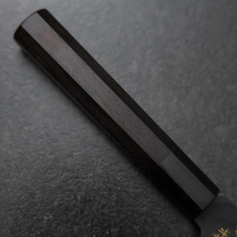 Gyuto Blue Steel #2 Kurouchi Chokin Sakura-Fuji Büffelhorn und Ebenholz Griff 210mm (Asamura)-[Musashi]-[Japan-Küchenmesser]