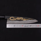Gyuto Blue Steel #2 Kurouchi Chokin "Schlange In Sakura" Büffelhorn und Ebenholz 210mm-[Musashi]-[Japan-Küchenmesser]