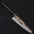 Gyuto Blue Steel #2 Kurouchi Chokin "Schlange In Sakura" Büffelhorn und Ebenholz 210mm-[Musashi]-[Japan-Küchenmesser]