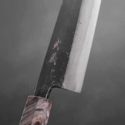 Gyuto Blue Steel #2 Kurouchi Damast Ahornholz Griff 210mm-[Musashi]-[Japan-Küchenmesser]