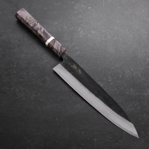 Gyuto Blue Steel #2 Kurouchi Damast Ahornholz Griff 210mm-[Musashi]-[Japan-Küchenmesser]