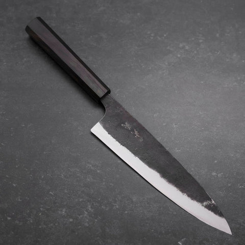 Gyuto Blue Steel #2 Kurouchi Ebenholz Griff 210mm-[Musashi]-[Japan-Küchenmesser]