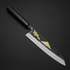 Gyuto Blue Steel #2 Kurouchi Edelstahlummantelung Chokin Sakura-Fuji Büffelhorn und Ebenholz Griff 210mm-[Musashi]-[Japan-Küchenmesser]