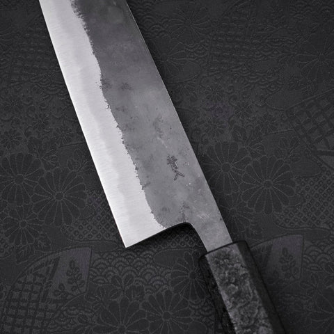 Gyuto Blue Steel #2 Kurouchi Schwarzer Ishime Urushi Griff 210M-[Musashi]-[Japan-Küchenmesser]
