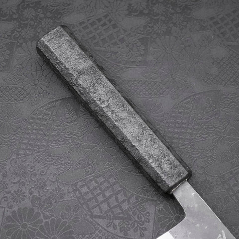 Gyuto Blue Steel #2 Kurouchi Schwarzer Ishime Urushi Griff 210M-[Musashi]-[Japan-Küchenmesser]