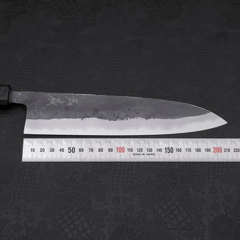 Gyuto Blue Steel #2 Kurouchi Schwarzer Ishime Urushi Griff 210M-[Musashi]-[Japan-Küchenmesser]