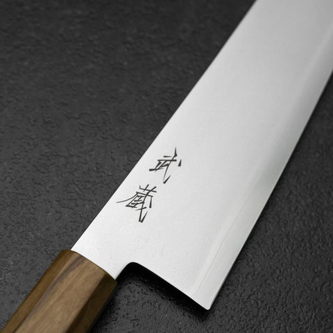 Gyuto Blue Steel #2 Poliert Olivenholz Griff 210mm-[Musashi]-[Japan-Küchenmesser]