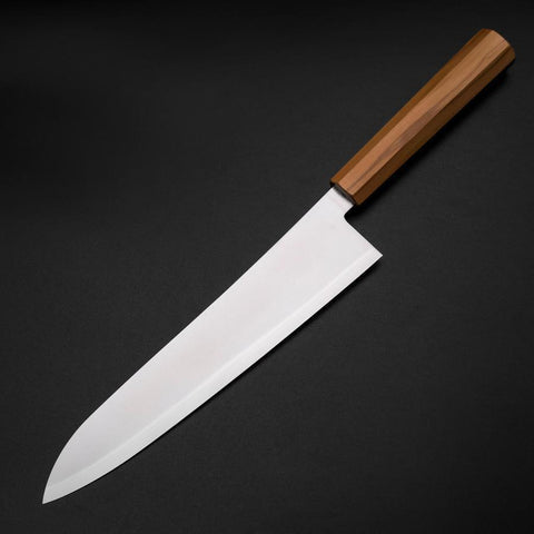 Gyuto Blue Steel #2 Poliert Olivenholz Griff 240mm-[Musashi]-[Japan-Küchenmesser]