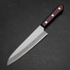 Gyuto Blue Super Edelstahlummantelung Poliert Schwarz-Roter Westlicher Griff 180mm (Tsuba-nashi)-[Musashi]-[Japan-Küchenmesser]