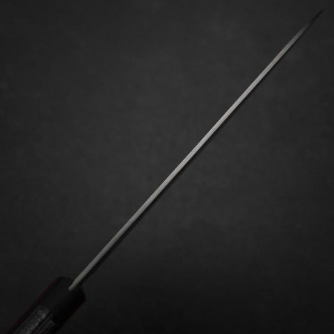 Gyuto Blue Super Edelstahlummantelung Poliert Schwarz-Roter Westlicher Griff 180mm (Tsuba-nashi)-[Musashi]-[Japan-Küchenmesser]