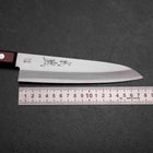 Gyuto Blue Super Edelstahlummantelung Poliert Schwarz-Roter Westlicher Griff 180mm (Tsuba-nashi)-[Musashi]-[Japan-Küchenmesser]