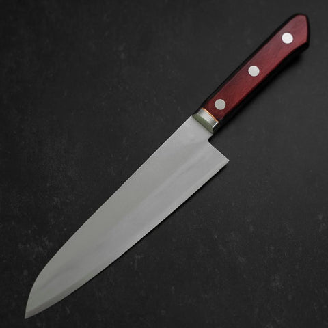 Gyuto Blue Super Edelstahlummantelung Poliert Westlicher Griff in Schwarz-Rot 180mm-[Musashi]-[Japan-Küchenmesser]